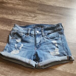 American Eagle Outfitters Distressed Light Blue Jean Shorts Size 2
